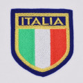 Détail du bouclier brodé du Polo de Rugby vintage Italie 1975 extérieur blanc.