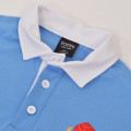 Maillot bleu pâle de rugby et col polo blanc Australie 1908 